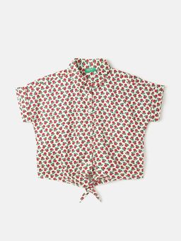 United Colors of Benetton - Girls Regular Fit Spread Collar Floral Tops