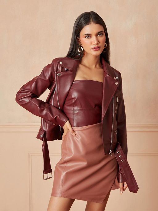 Red Leather Faux Leather Biker Dress Buy Sosandar Red Faux Leather Biker  Jacket From Next Saudi