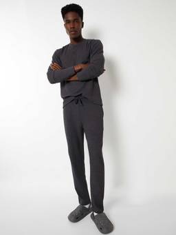 max - Grey Textured Cotton Blend Regular Pyjama