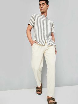 max - Off White Solid Pure Cotton Regular Pyjama
