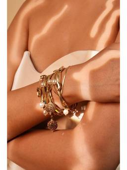 Bijoux by Priya Chandna - Gold Pearl Charm Bracelet