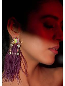 Bijoux by Priya Chandna - Purple Plum Feather Earrings