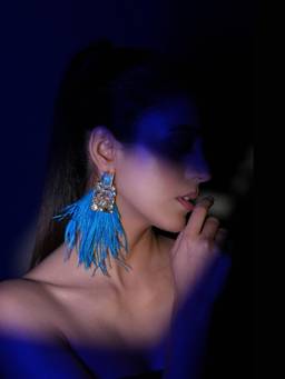 Bijoux by Priya Chandna - Blaze Blue Feather Earrings