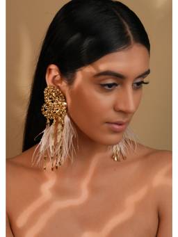 Bijoux by Priya Chandna - Gold Butterfly Feather Earrings