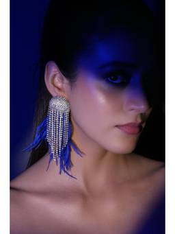 Bijoux by Priya Chandna - Blue Fringe Crystal Earrings