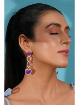 Bijoux by Priya Chandna - Purple Lilac Heart Drop Earrings