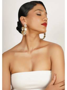 Bijoux by Priya Chandna - Gold Crystal Half Hoop Earrings