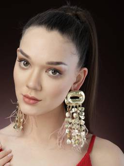 Bijoux by Priya Chandna - Gold Tassel Feather Earrings