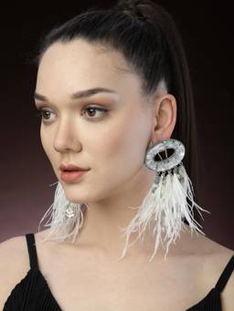 Bijoux by Priya Chandna - White Feather Earrings