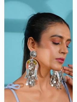 Bijoux by Priya Chandna - Silver Mirror Bloom Earrings