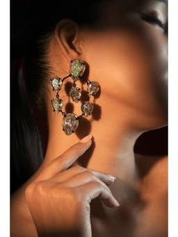 Bijoux by Priya Chandna - Multi Colour Cluster Chandelier Hoops Earrings