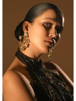 Bijoux by Priya Chandna - Gold Champagne Cluster Hoops Earrings
