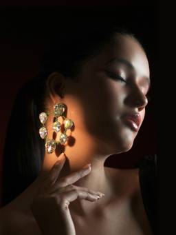 Bijoux by Priya Chandna - Green Emerald Cluster Hoops Earrings