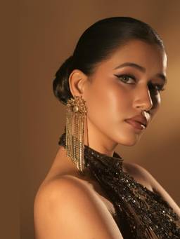 Bijoux by Priya Chandna - Gold Fringe Chandeliers Earrings
