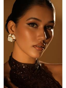 Bijoux by Priya Chandna - White Frame Studs Earrings