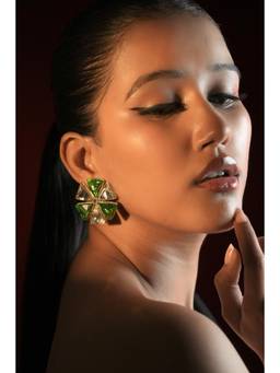 Bijoux by Priya Chandna - Green Verdant Bloom Studs Earrings