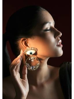 Bijoux by Priya Chandna - White Evil Eye Hoops Earrings