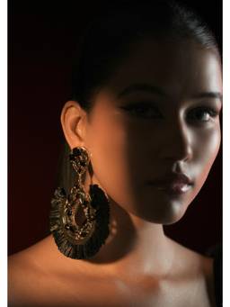 Bijoux by Priya Chandna - Black Noir Medallion Hoops Earrings