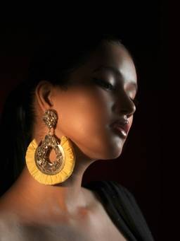 Bijoux by Priya Chandna - Yellow Sunflower Fringe Hoops Earrings