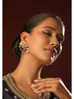Bijoux by Priya Chandna - Red Ruby Bloom Studs Earrings