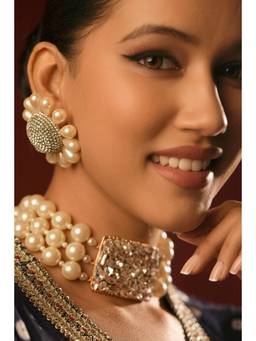 Bijoux by Priya Chandna - Gold Pearl Bloom Studs Earrings