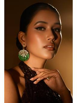 Bijoux by Priya Chandna - Green Emerald Resin Drop Studs Earrings