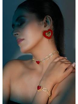 Bijoux by Priya Chandna - Red Heart Link Choker Necklace