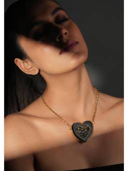 Bijoux by Priya Chandna - Black Heart Pendant Necklace