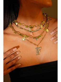 Bijoux by Priya Chandna - Green Custom Letter Charm Necklace
