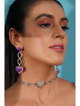 Bijoux by Priya Chandna - Silver Drip Heart Choker Necklace
