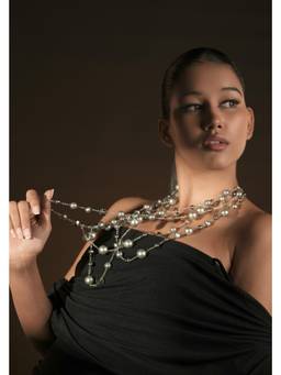 Bijoux by Priya Chandna - Grey Luna String Necklace