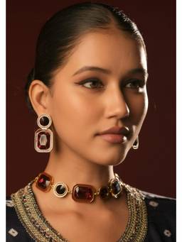 Bijoux by Priya Chandna - Red Crimson Frame Choker Necklace