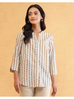 Fabindia - White Cotton Printed Shirt