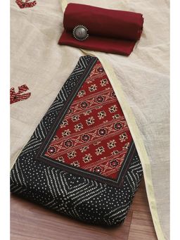 Biba - Women Black Cotton Blend Printed Unstitched Dress Material