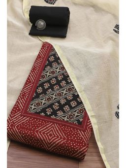 Biba - Women Maroon Cotton Blend Printed Unstitched Dress Material