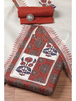 Biba - Women Maroon Cotton Hand Embroidered Unstitched Dress Material