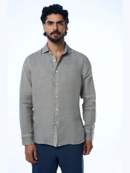TERRA LUNA - Fabio Ls Linen Grey Casual Shirt