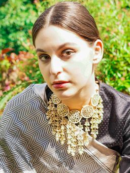 Odette - Blue Mixed Metal Detailing Jewellery Set