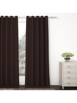 Story@Home - Dark Brown Black Out 1 Pc Door Curtain-7 Feet
