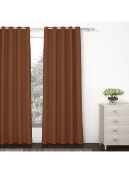 Story@Home - Brown Black Out 1 Pc Door Curtain-7 Feet