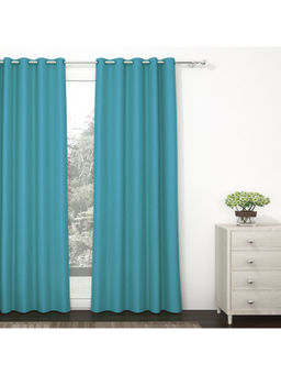 Story@Home - Blackout Ocean Blue Solid 1 Pc 7 Feet Door Curtain