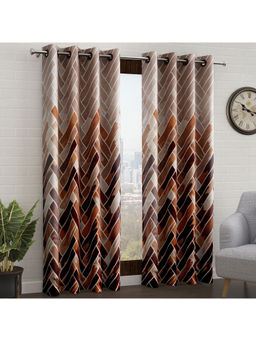 Story@Home - Brown Abstract Door Curtain 7 Feet (Pack of 2)