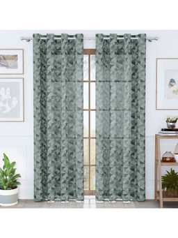 Story@Home - Polyester Semi Long Door Curtain 8 Feet Long, Grey, Geometric