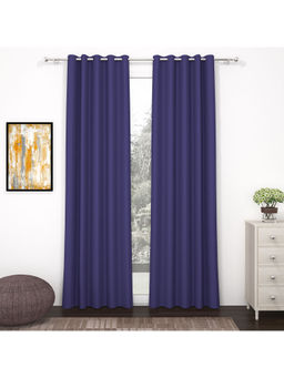 Story@Home - 242 Cm 8 Ft Polyester Silk Blackout Shower Door Curtain Solid Purple (Pack of 2)