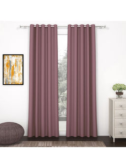 Story@Home - 242 Cm 8 Ft Polyester Silk Blackout Shower Door Curtain Solid Burgundy (Pack of 2)