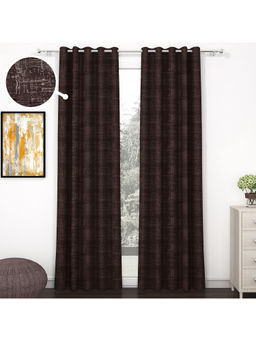 Story@Home - 275 Cm 9 Ft Polyester, Silk Blackout Long Door Curtain Single Abstract, Brown