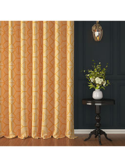 Story@Home - 100% Cotton Geometric Pattern Long Door Curtains 9 Ft Set Of 1, Orange
