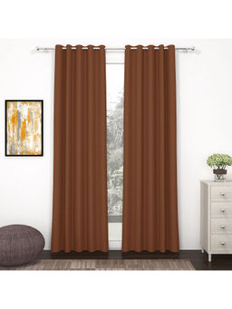 Story@Home - 275 Cm 9 Ft Polyester, Silk Blackout Long Door Curtain Solid, Brown (Pack of 2)