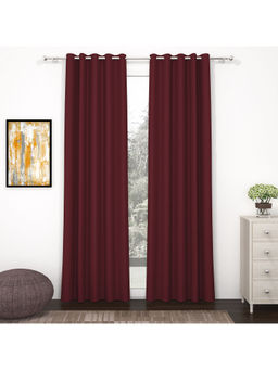Story@Home - 275 Cm 9 Ft Polyester, Silk Blackout Long Door Curtain Solid, Maroon (Pack of 2)