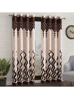 Story@Home - 200 Gsm 9 Feet Long Door Curtain, Brown & Beige, Abstract Design (Pack of 2)